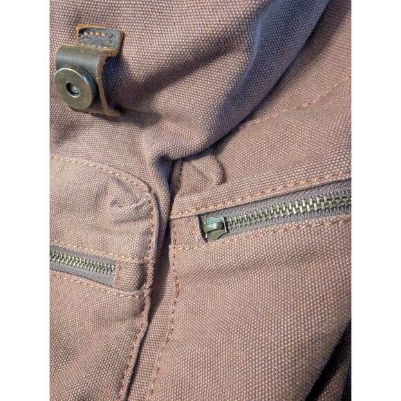 Augur Jans Backpack Mens Brown Canvas Bookbag Leather Strap Hiking Travel School - Picture 8 of 13